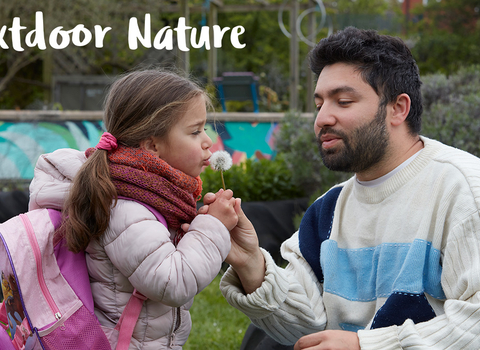 A father and daughter enjoying nature. 