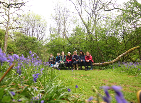 Youth group in bluebells